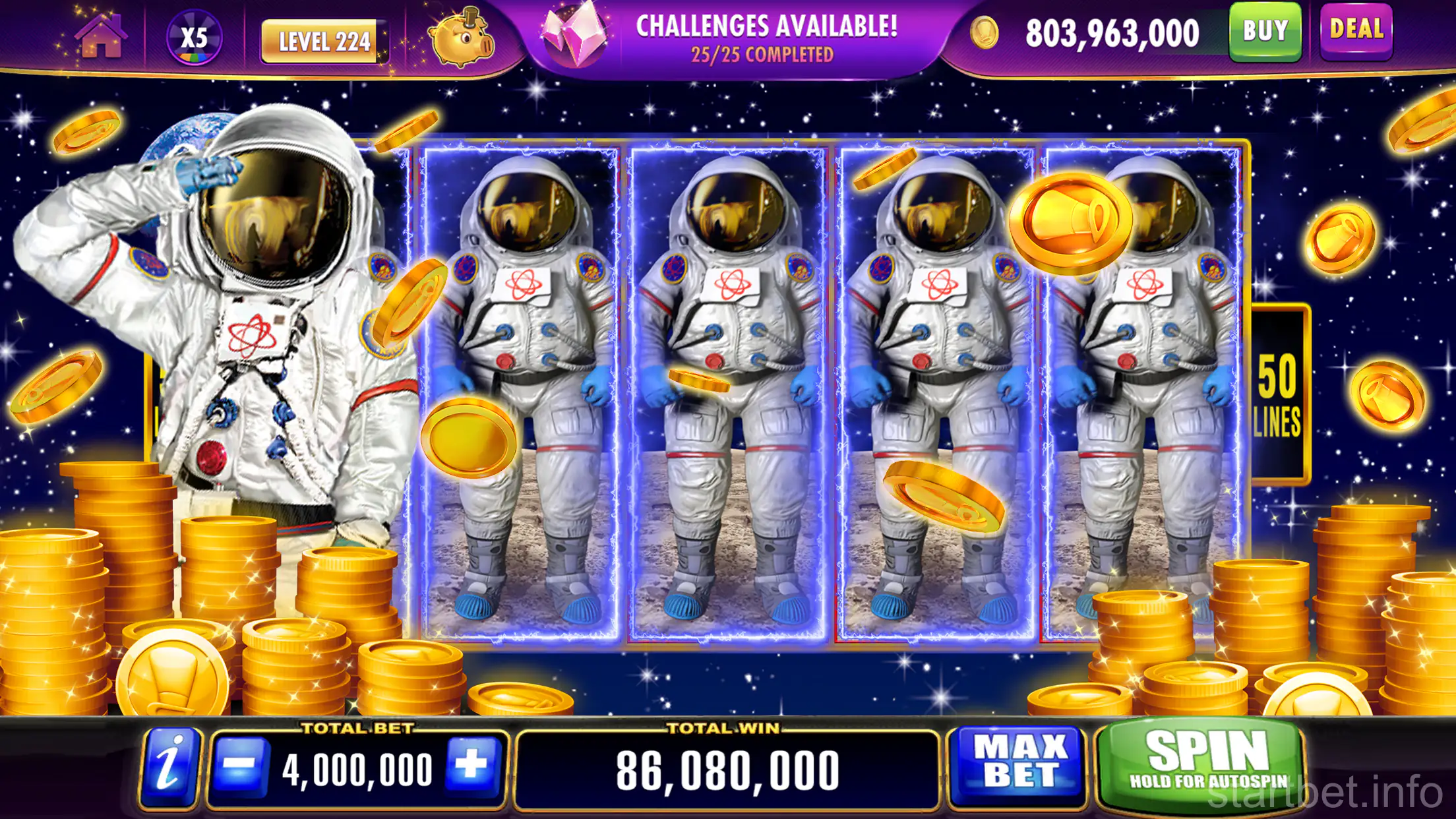 Interface de seleção de jogos no StartBet